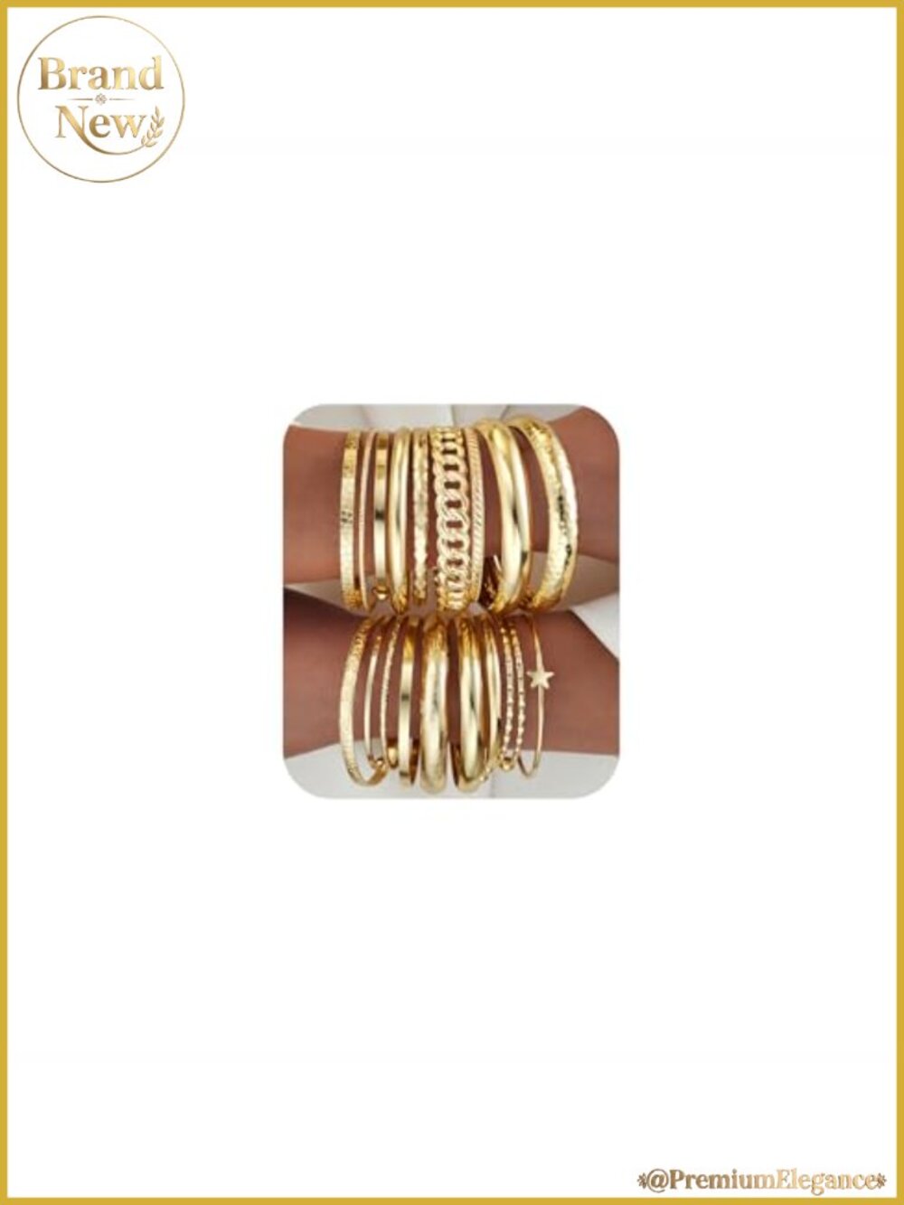 19-Piece Gold Plated Bangles Stackable Bracelet Set for Women